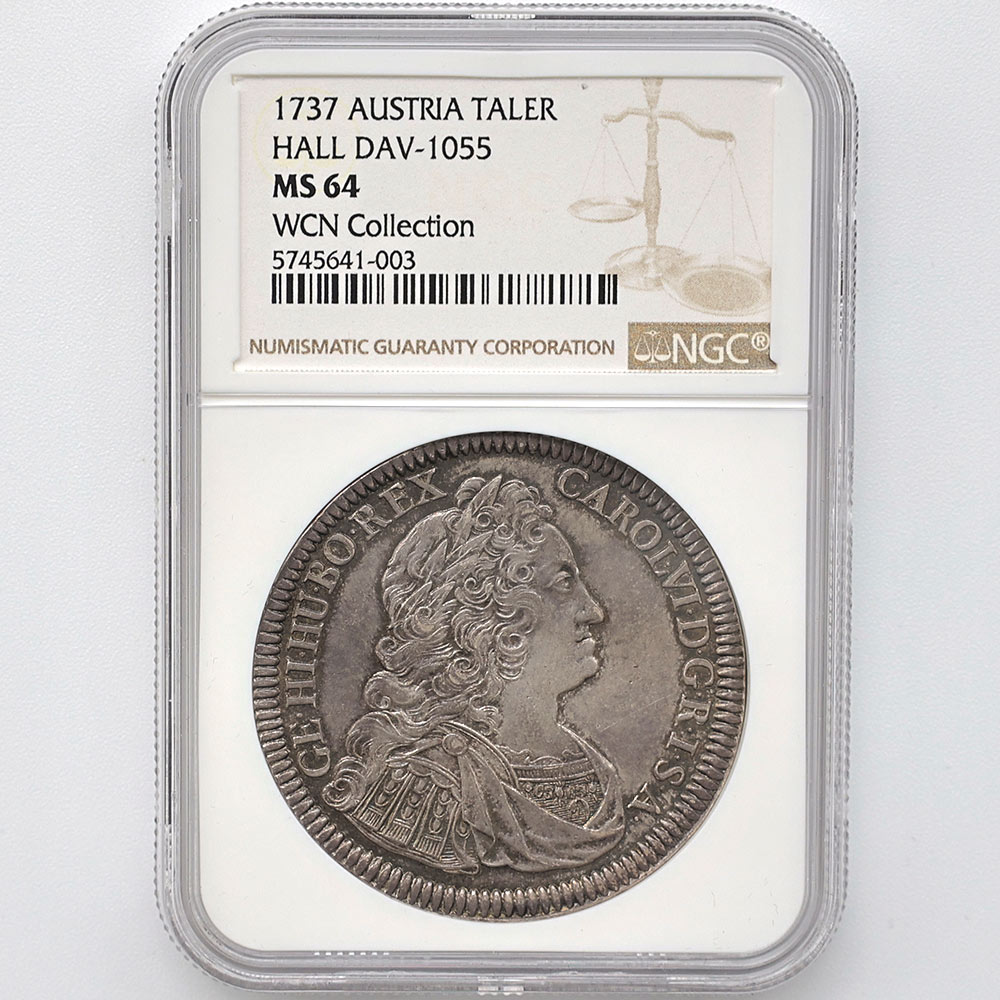 委託販売 1737 オーストリア シャルル6世 1ターラー 銀貨 NGC MS 64