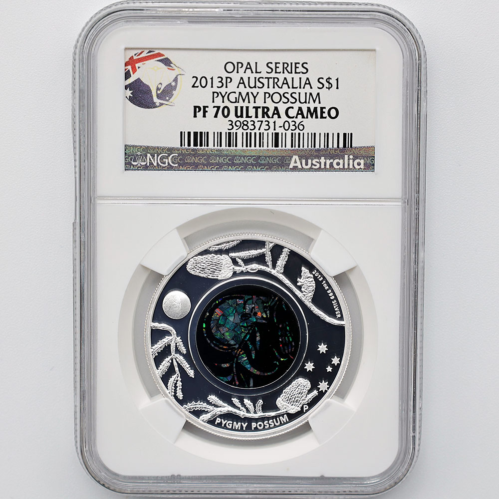 セール 2013 オーストラリア オパールシリーズ ピグミーポッサム 1ドル銀貨オパール嵌め込み プルーフ NGC PF 70 UC 最高鑑定  完全未使用品 | オーストラリア,オーストラリア 銀貨 | 株式会社世界コイン