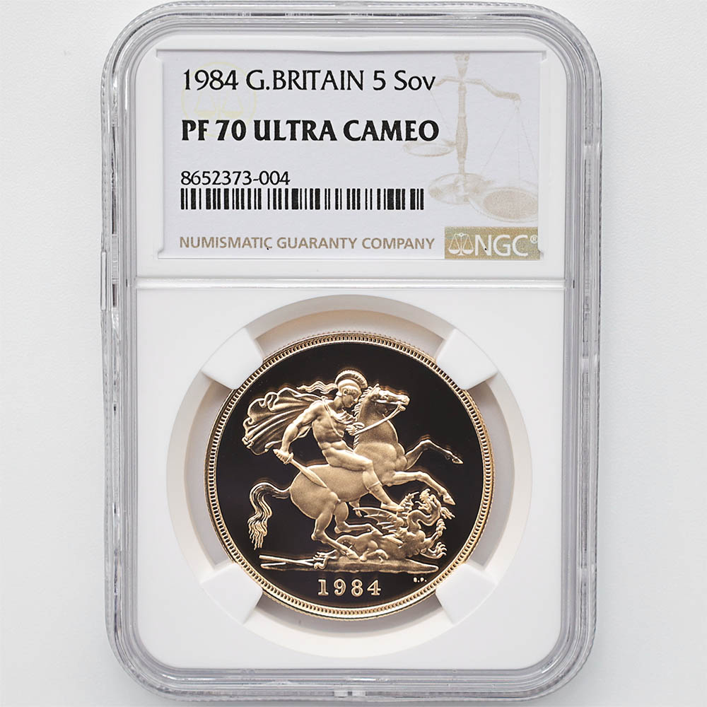 1984 英国 エリザベス2世 ソブリン 5ポンド（5ソブリン）金貨 プルーフ