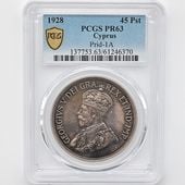 1928 ���ץ��� ���硼��5�� 45�ԥ����ȥ� ��� �ץ롼�� PCGS PR 63 ̤������