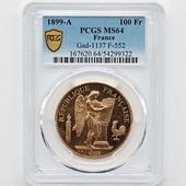 1899A �ե�� ���󥸥��� 100�ե�� ��� PCGS MS 64 ��ǹ���� ̤���ѡ�����̤������