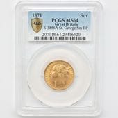 �������� 1871 �ѹ�ʥ����ꥹ�� �������ȥꥢ���� 1�ݥ�ɡ�1���֥��� ��� PCGS MS 64 ̤���ѡ�����̤������ ��󥰥إå� �����硼��ε�༣  �ڥݥ���ȡ������ݥ������оݳ���