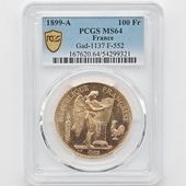 1899A �ե�� ���󥸥��� 100�ե�� ��� PCGS MS 64 ��ǹ���� ̤���ѡ�����̤������