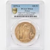 �������� 1879A �ե�� ���󥸥��� 100�ե�� ��� PCGS MS 64 ��ǹ���� ̤���ѡ�����̤������ �ڥݥ���ȡ������ݥ������оݳ���