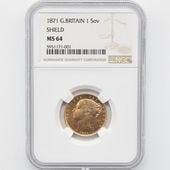 1871 �ѹ�ʥ����ꥹ�� �������ȥꥢ���� 1�ݥ�ɡ�1���֥��� ��� NGC MS 64 ̤���ѡ�����̤������ ��󥰥إå�