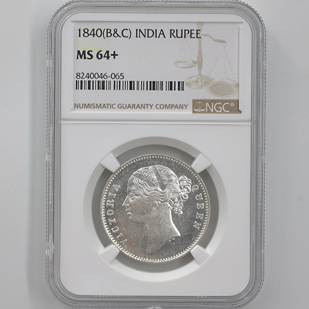 1840年 インド ルピー MS 63 1840年 イギリス領インド ルピー銀貨】ヤングエリザベス 東インド会社