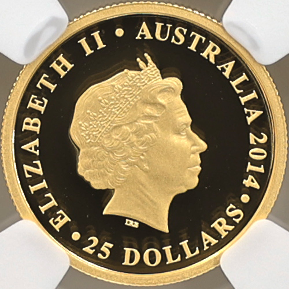 2014 �������ȥ�ꥢ ���ɥ����󥢥���� ������ɥ�å���  25��ɥ� ��� 1/4���� �ץ롼�� NGC PF 70 UC �ǹ���� ����̤������