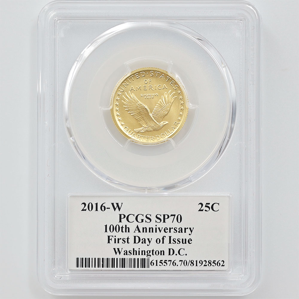 �������� 2016 ����ꥫ ���������󥰥�Хƥ�100��ǯ 25����� ��� 1/4���� PCGS SP 70 FDOI ������ �ʽ��������  �ǹ���� ����̤������ �ڥݥ���ȡ������ݥ������оݳ���