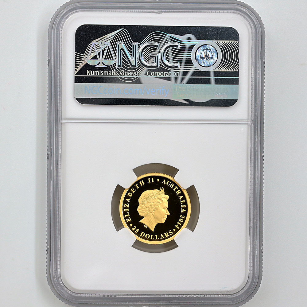 2014 �������ȥ�ꥢ ���졼�ȥХꥢ�꡼��  25��ɥ� ��� 1/4���� �ץ롼�� NGC PF 70 UC �ǹ���� ����̤������