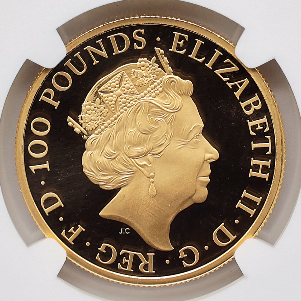 2018 �ѹ� ��Ϥνå��쥯����� �������륺�Υ�åɥɥ饴�� 100�ݥ�� ��� 1���� �ץ롼�� NGC PF 70 UC �ǹ���� ����̤������ �����ꥹ ���