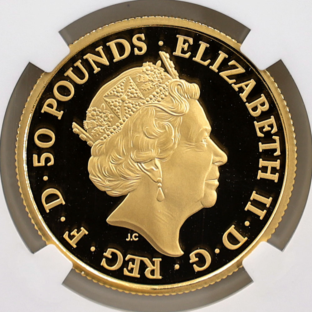 2018 �ѹ� ��Ȥ����� �֥꥿�˥� 50�ݥ�� ��� 1/2���� �ץ롼�� NGC PF 70 UC �ǹ���� ����̤������ �����ꥹ ���