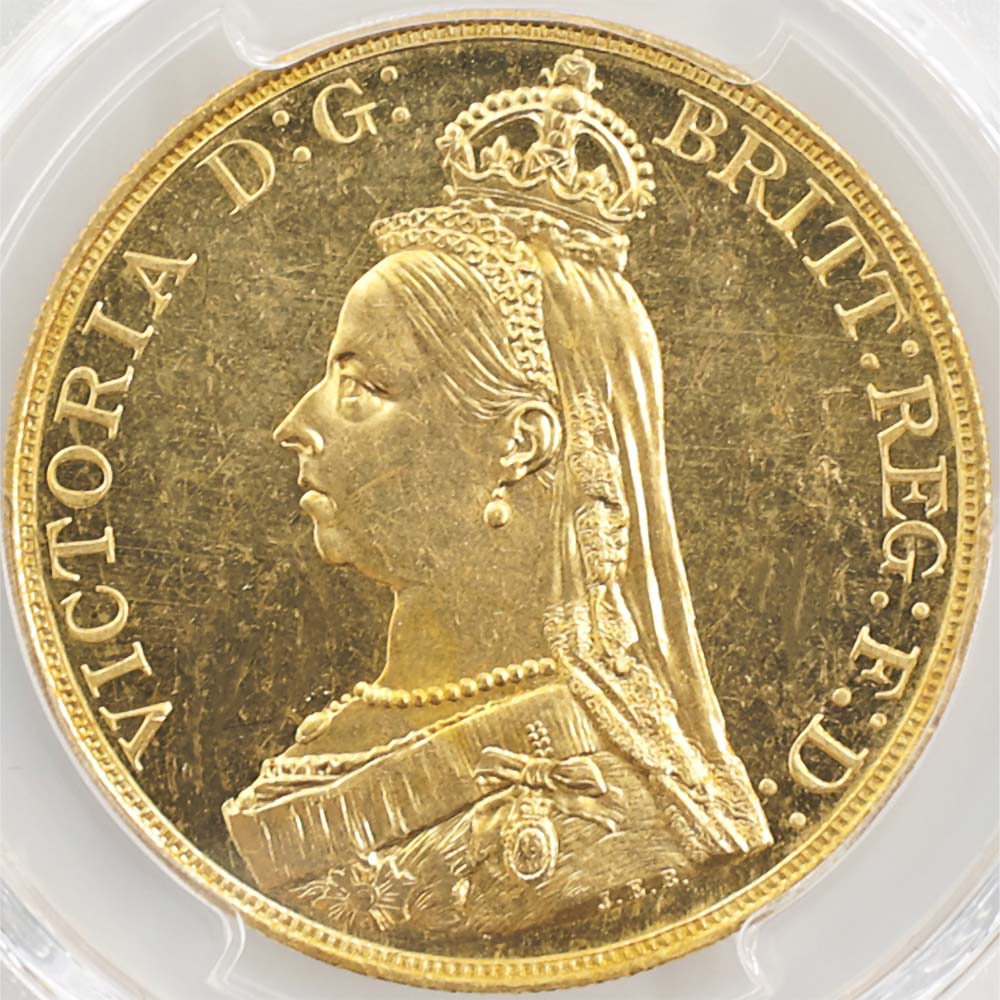 1887 �ѹ� �������ȥꥢ���� ����ӥ꡼�إå� 5�ݥ�ɡ�5���֥��˶�� PCGS MS 63 ̤������ �����ꥹ ���