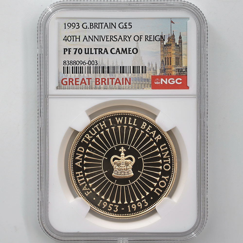 1993 �ѹ� ���ꥶ�٥�2�� �״�40��ǯ��ǰ 5�ݥ�� ��� �ץ롼�� NGC PF 70 UC �ǹ���� ����̤������ �����ꥹ ���