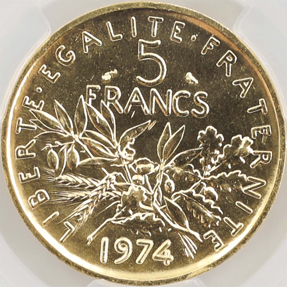 1974 �ե�� ��򼬤����� 5�ե�� �ԥ��ե��� ��� PCGS SP 66 ����̤������