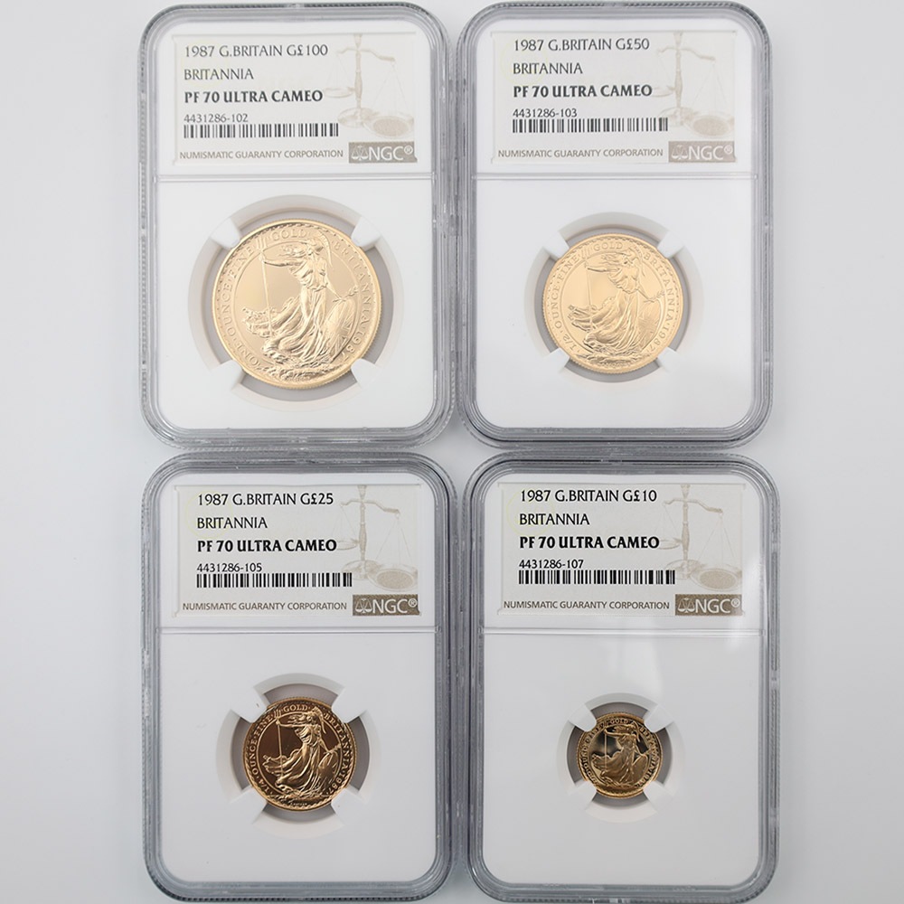 委託販売 1987 （初年号） 英国 ブリタニア 金貨4種 プレミアム