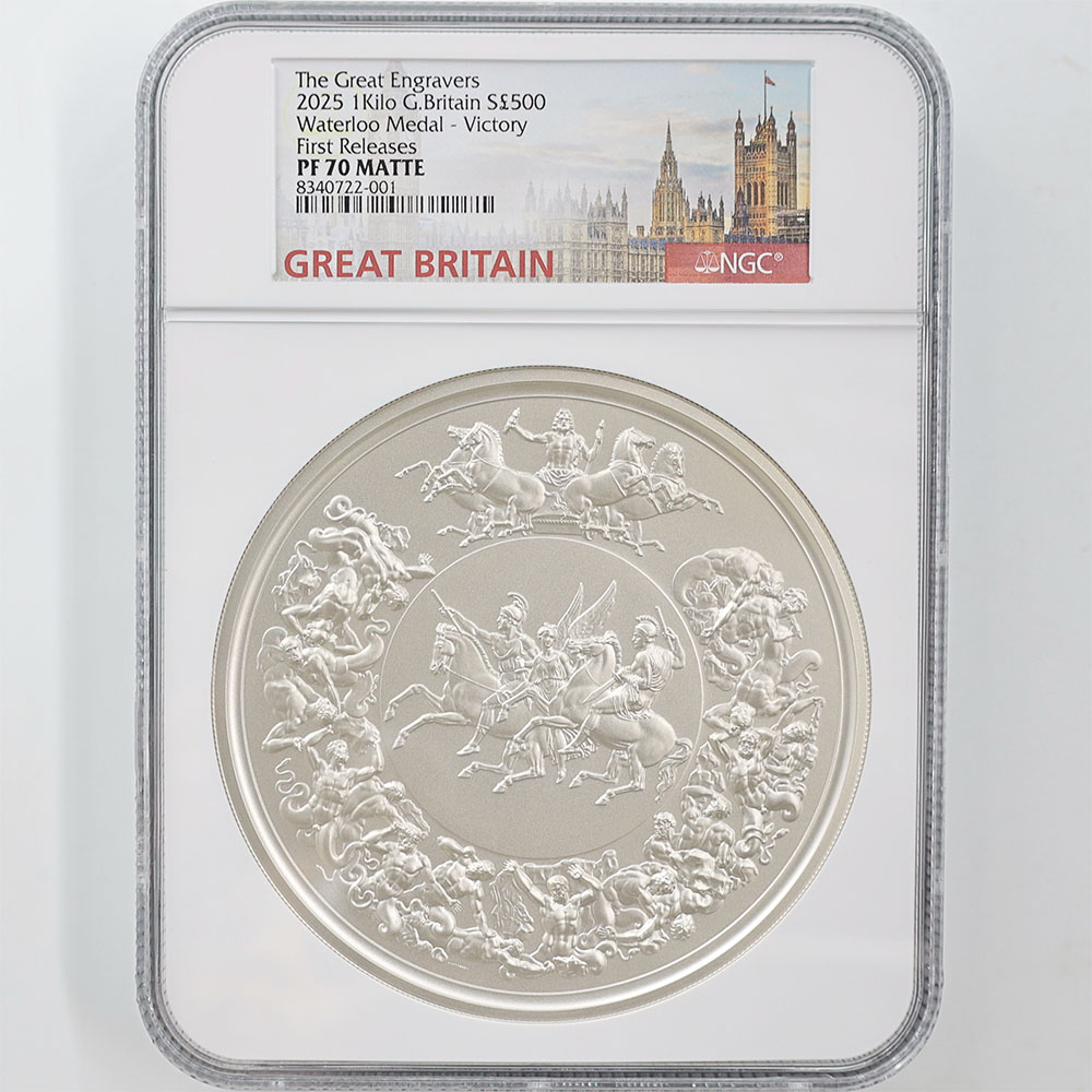 2025 英国 チャールズ3世 ワーテルロー勲章 勝利 500ポンド 銀貨 1キロ