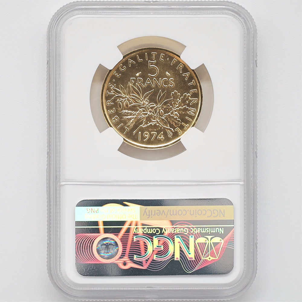 1974 �ե�� ��򼬤����� 5�ե�� �ԥ��ե��� ��� �ץ롼�� NGC PF 67 ����̤������