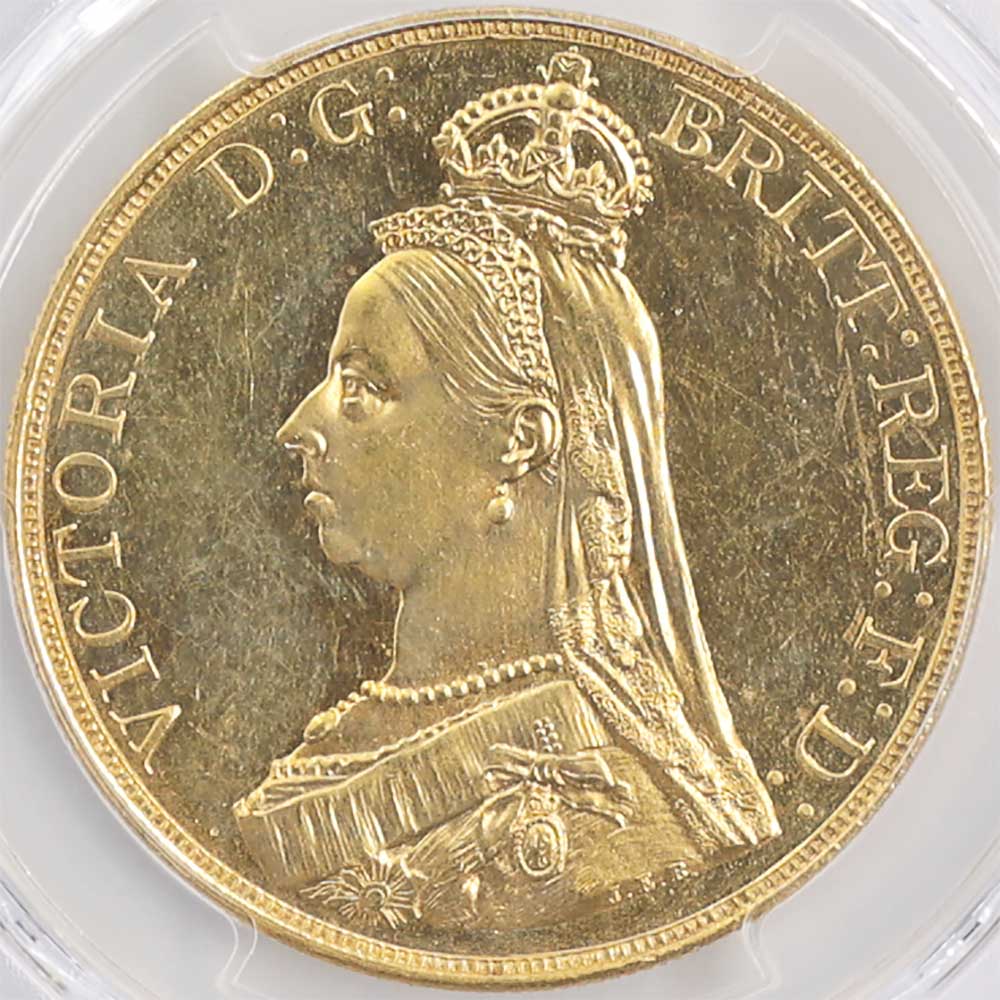 1887 �ѹ� �������ȥꥢ���� ����ӥ꡼�إå� 5�ݥ�� ��� ̤���� PCGS MS 64 ̤���ѡ�����̤������ �����ꥹ ���