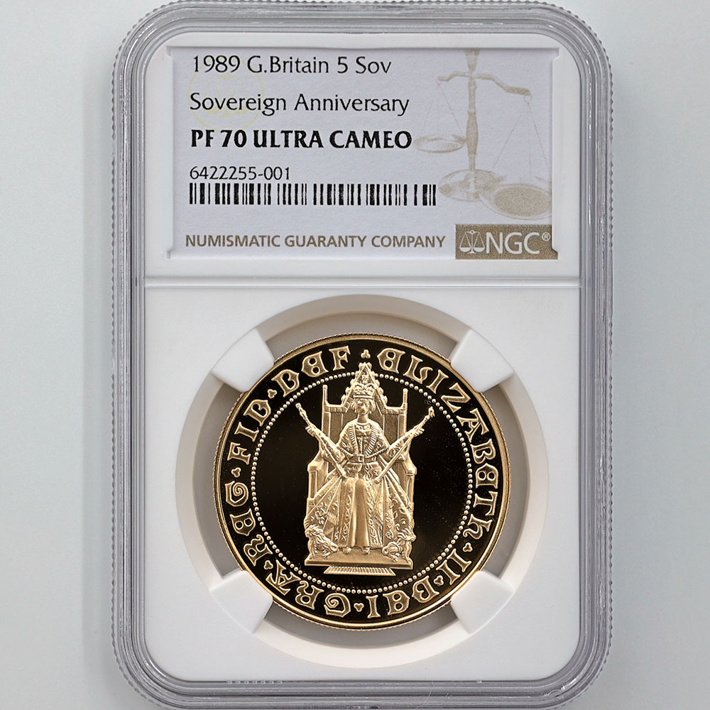 1989 �ѹ� ���ꥶ�٥�2�� ���֥�� 500��ǯ��ǰ 5�ݥ�ɡ�5���֥��� / 5Pounds��5Sovereign�˶�� �ץ롼�� NGC PF 70 UC �ǹ���� ����̤������ ���塼���������� �����ꥹ ���