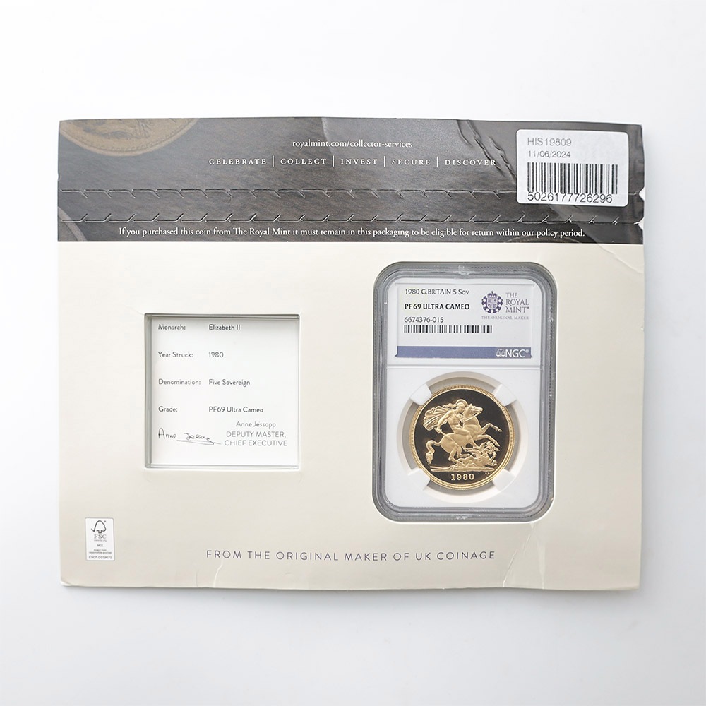 1980 �ѹ� ���ꥶ�٥�2�� ���֥�� 5�ݥ�ɡ�5���֥��� ��� �ץ롼�� NGC PF 69 UC ��ǹ���� ����̤������ �����硼��ε�༣ �����ꥹ ���