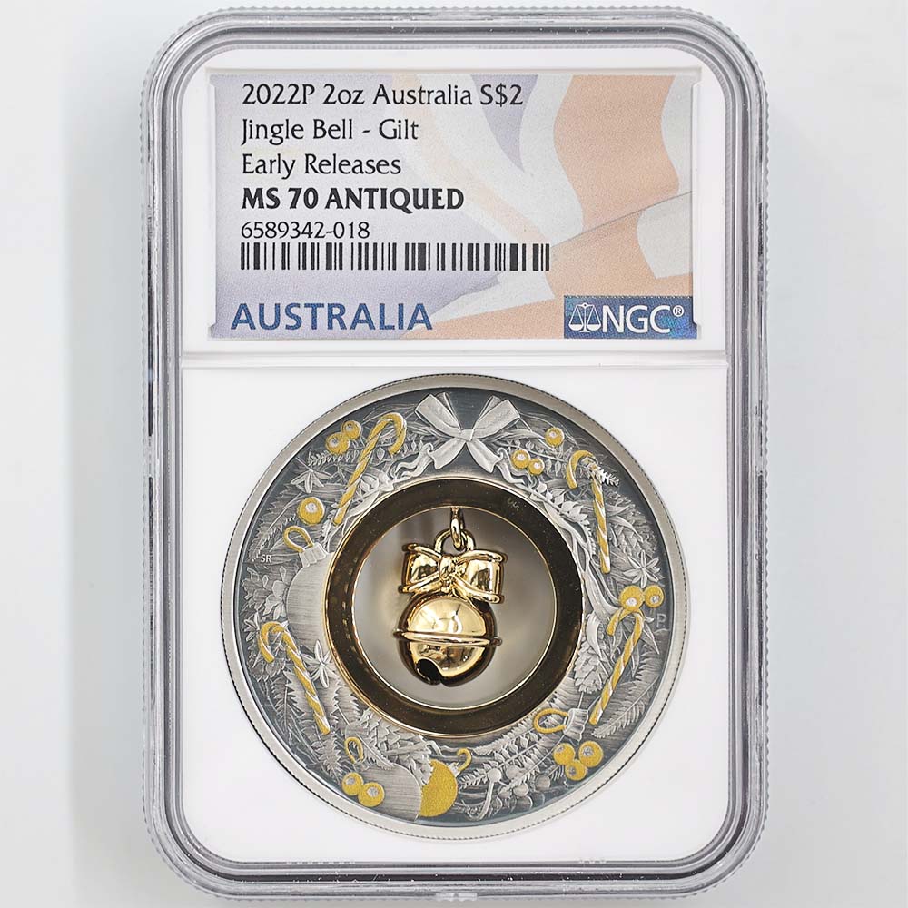 2022 �������ȥ�ꥢ ���󥰥�٥� 2�ɥ� ���顼��� 2���� ���å����㡼���� ����ƥ������ž夲 NGC MS 70 ANTIQUED ER ������ �ǹ���� ����̤������ ��Ȣ��