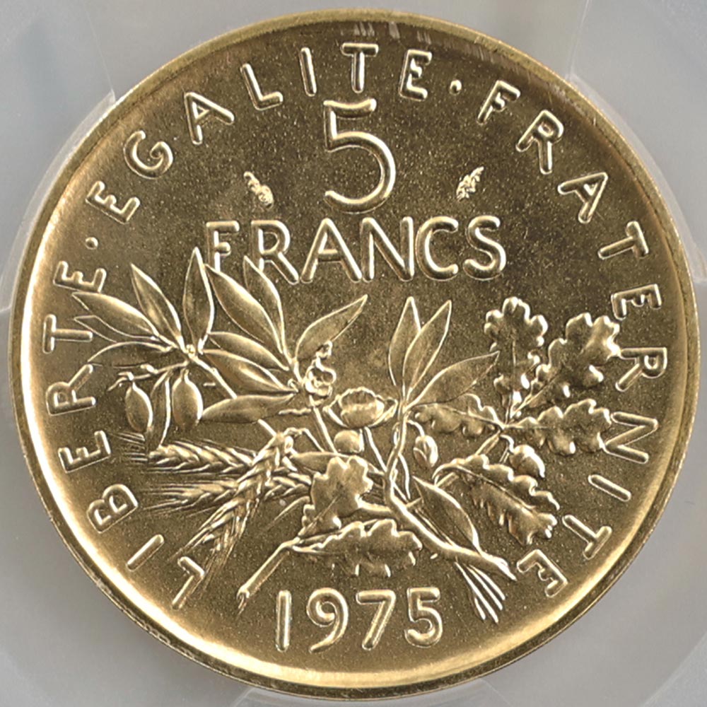 1975 �ե�� ��򼬤����� 5�ե�� �ԥ��ե��� ��� PCGS SP 67 ����̤������