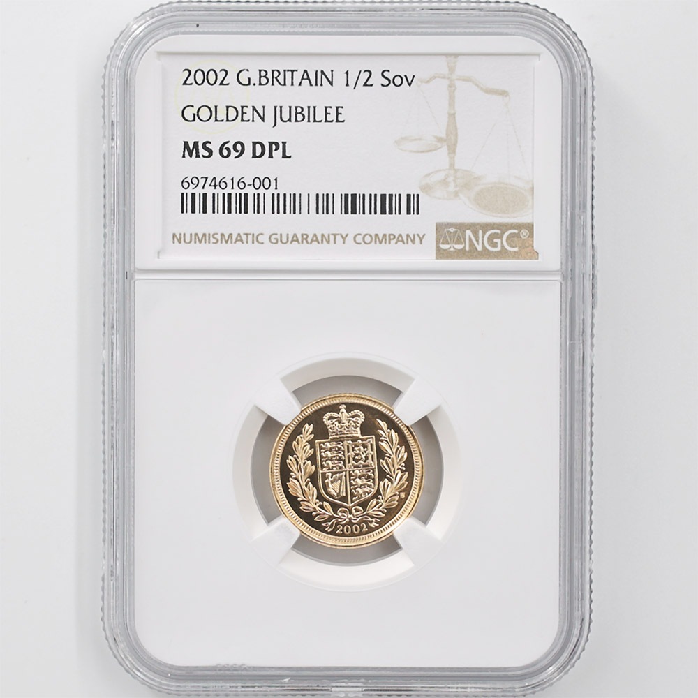 2002 英国 エリザベス2世 ゴールデン・ジュビリー 1/2ソブリン 金貨 未