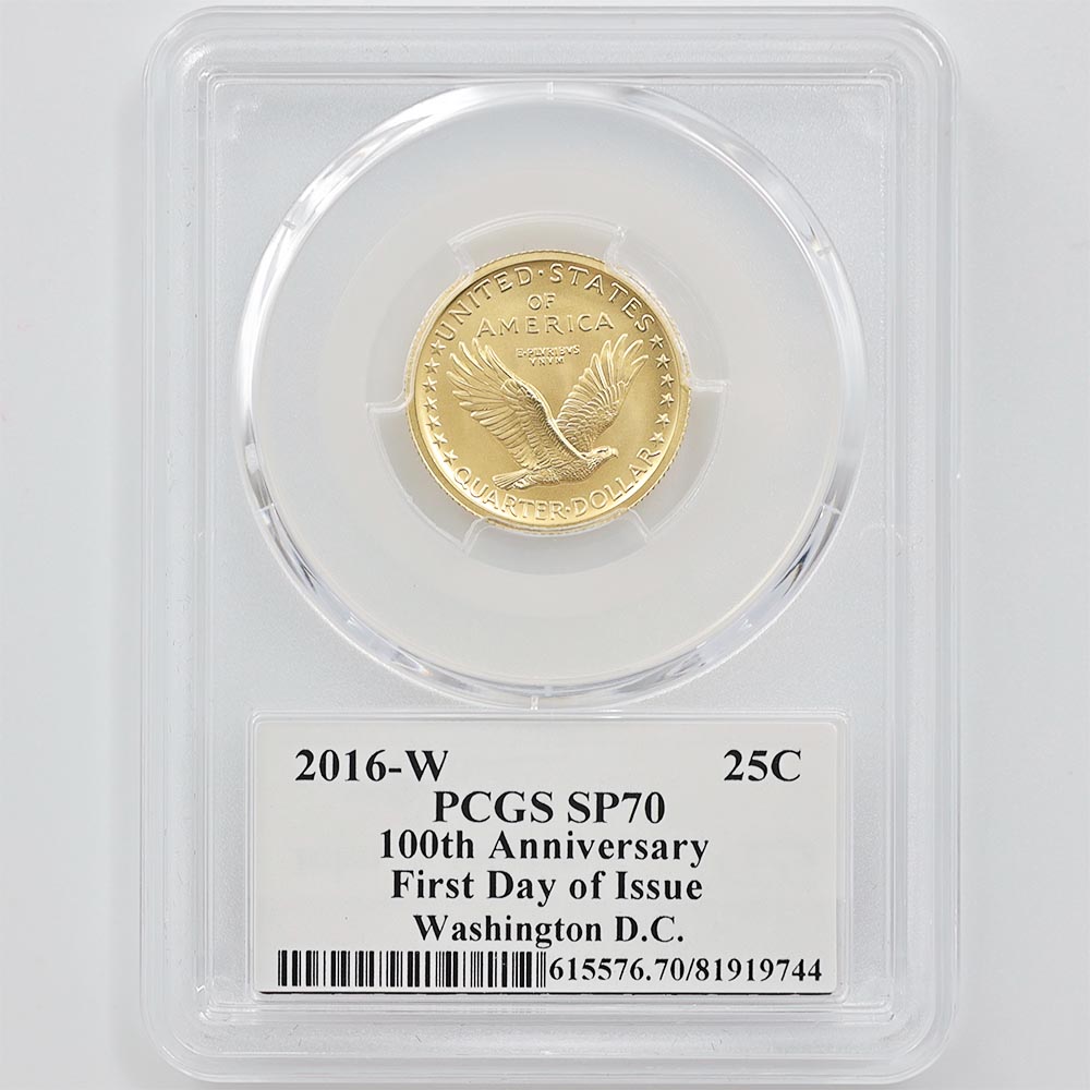 �������� 2016 ����ꥫ ���������󥰥�Хƥ�100��ǯ 25����� ��� 1/4���� PCGS SP 70 FDOI ������ �ʽ��������  �ǹ���� ����̤������ �ڥݥ���ȡ������ݥ������оݳ���