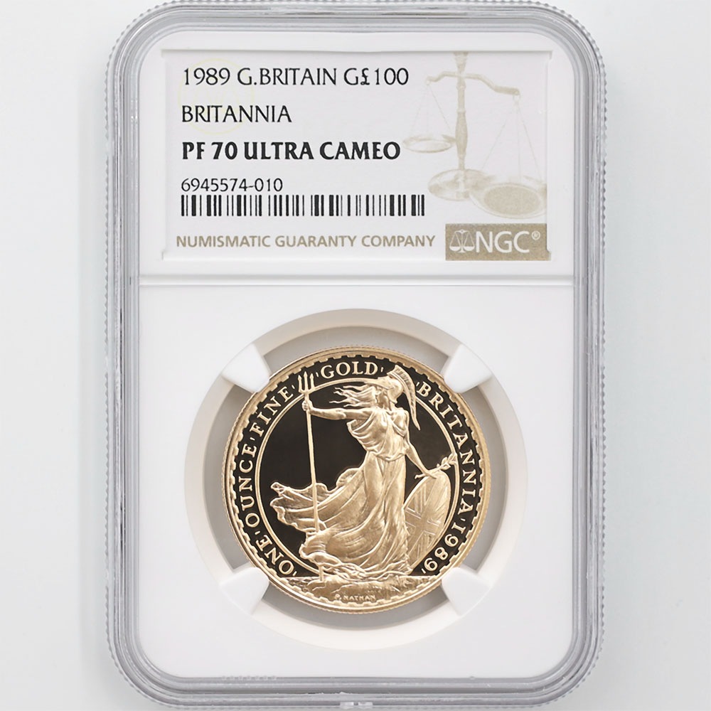 1989 英国 ブリタニア 100ポンド 金貨 1オンス プルーフ NGC PF 70 UC