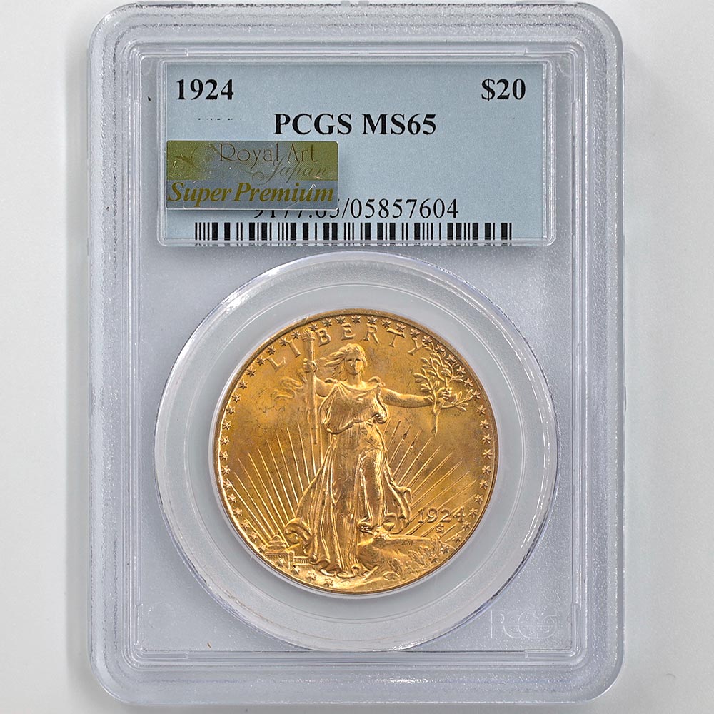 �������� 1924 ����ꥫ ����ȥ����ǥ� ���֥륤������ 20�ɥ� ��� ̤���� PCGS MS 65 ̤���ѡ�����̤�����ʡڥݥ���ȡ������ݥ������оݳ���