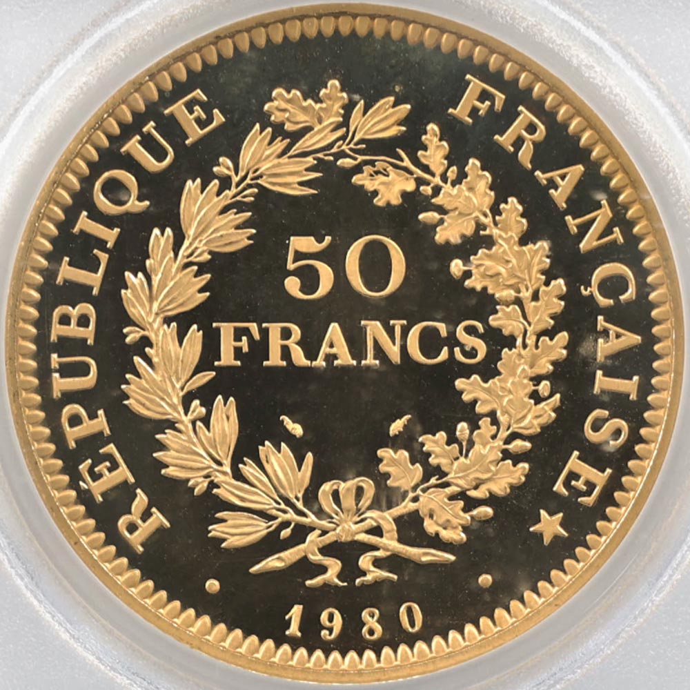1980 �ե�� �إ饯�쥹 50�ե�� �ԥ��ե��� ��� �ץ롼�� PCGS SP 69 DCAM �ǹ���� ����̤������