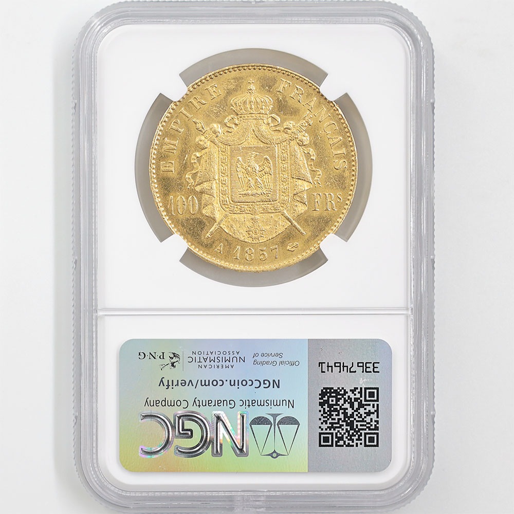 1857A �ե�� �ʥݥ쥪��3�� 100������ ��� NGC MS 63 ��ǹ���� ̤������
