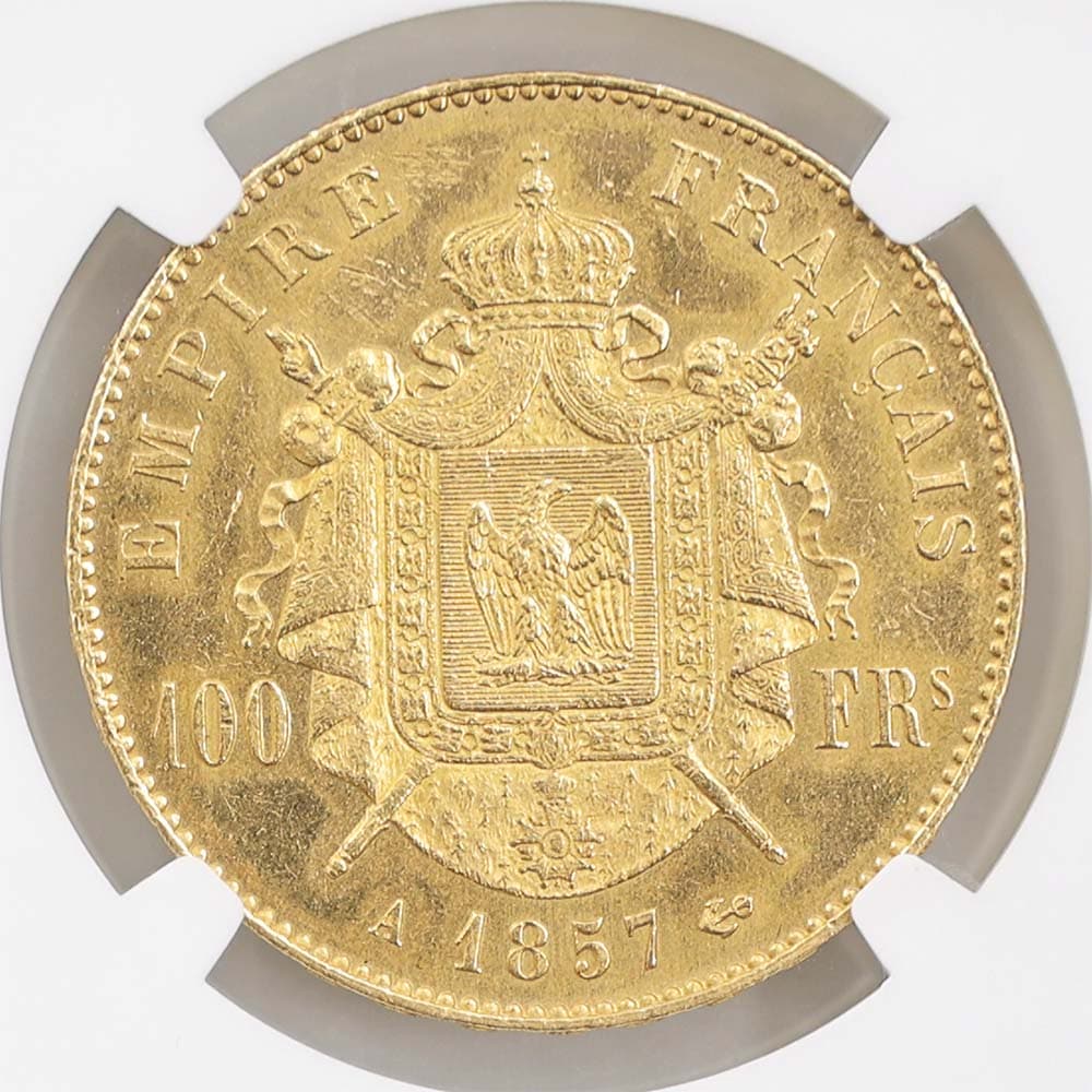 1857A �ե�� �ʥݥ쥪��3�� 100������ ��� NGC MS 63 ��ǹ���� ̤������