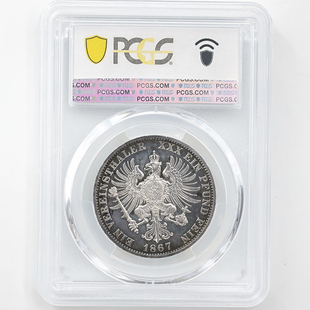 1867 �ɥ��� �ץ������󲦹� ������إ��1�� 1�����顼 ��� �ץ롼�� PCGS PR 67 CAM �ǹ���� ����̤������