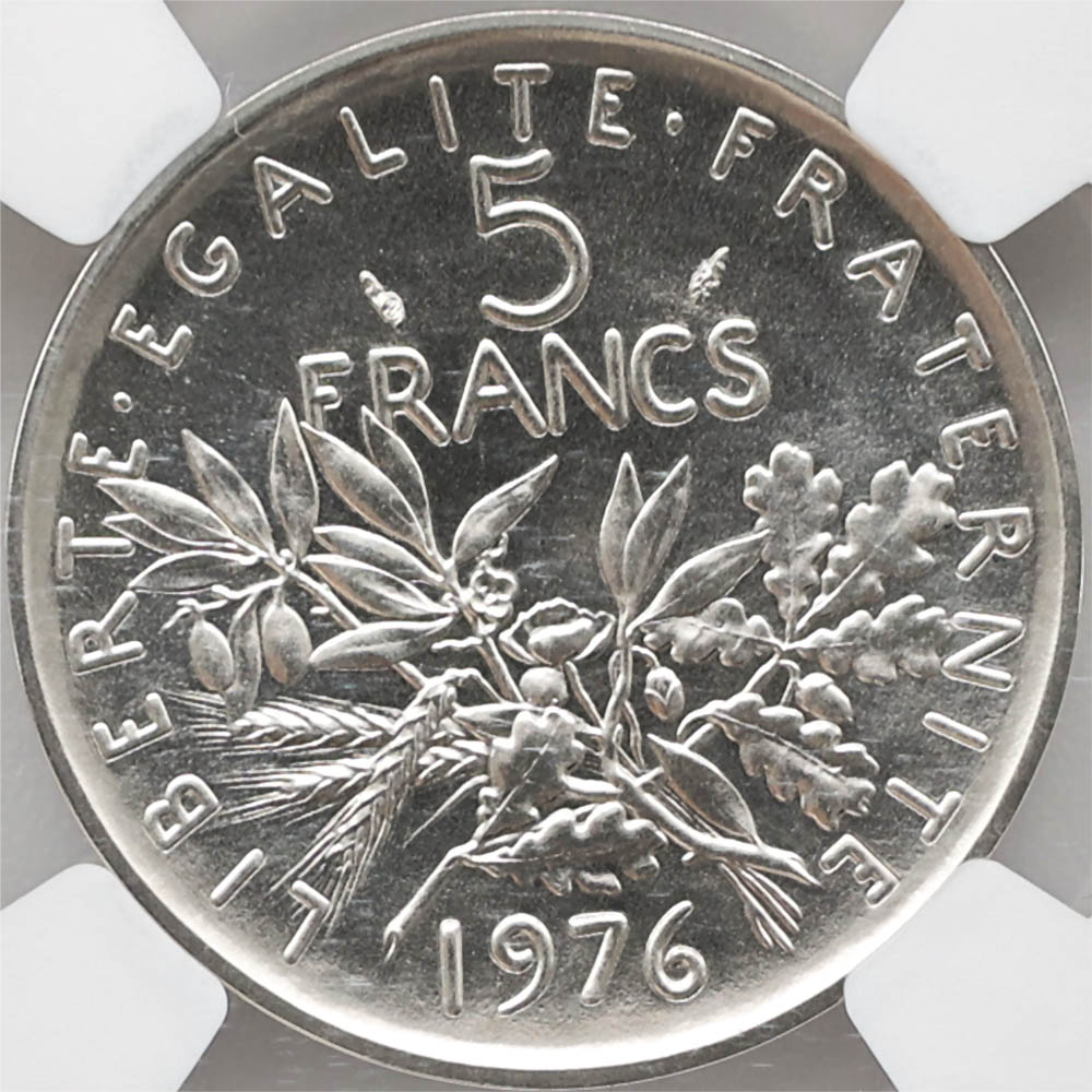 1976 �ե�� ��򼬤����� 5�ե�� �ԥ��ե��� ��Ƽ�� �ץ롼�� NGC PF 70 �ǹ���� ����̤������