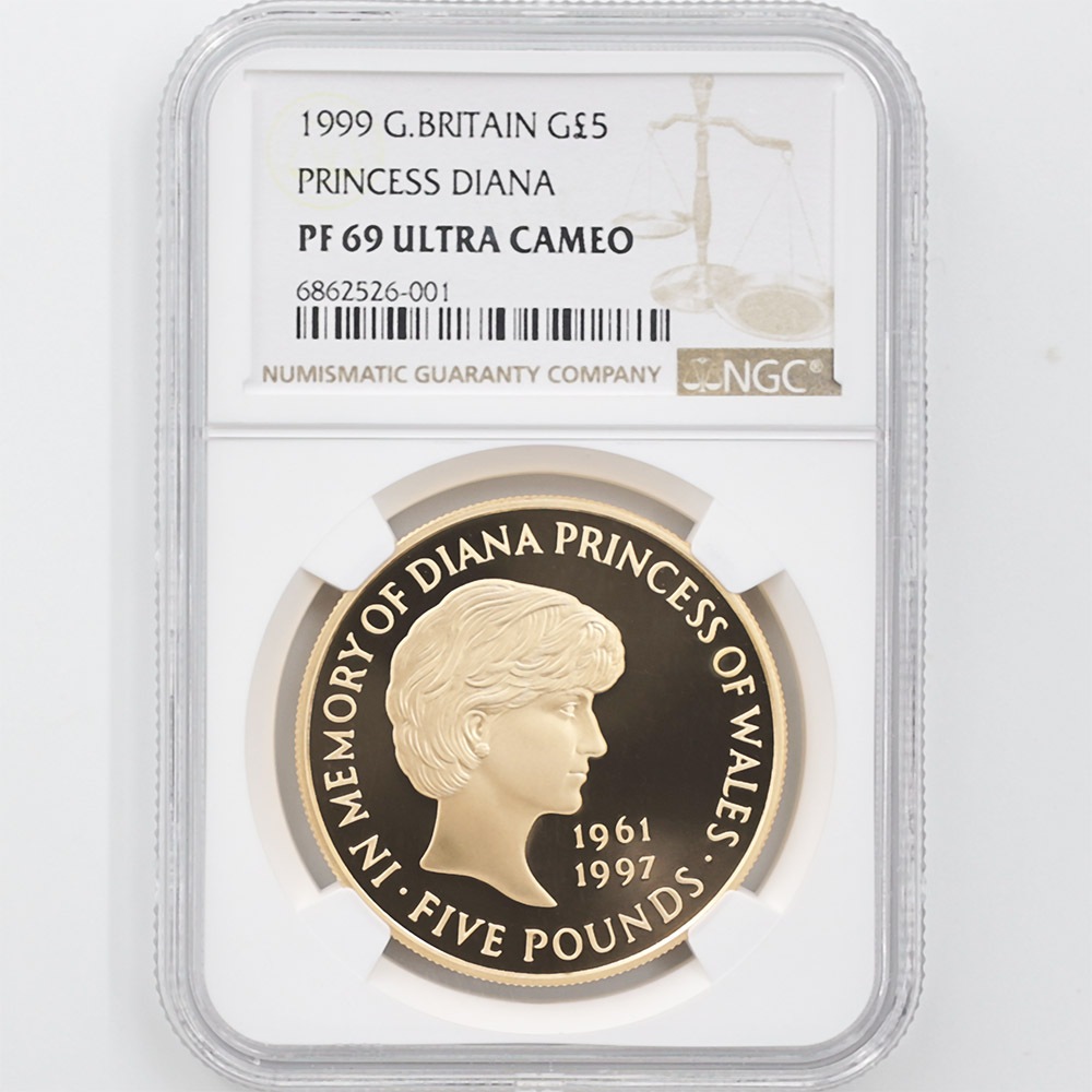 【NGC PF69UC】イギリス 1999 ダイアナ追悼記念 5ポンド銀貨 1999 英国 ダイアナ妃追悼記念 5ポンド 金貨 プルーフ NGC PF 69
