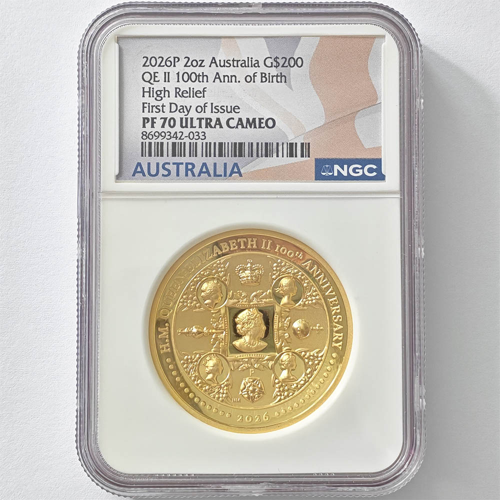 2026 �������ȥ�ꥢ ���ꥶ�٥�2�� ����100��ǯ��ǰ 200��ɥ� ��� 2���� �ϥ���꡼�� �ץ롼�� NGC PF 70 UC FDOI �����ǡʽ�������� �ǹ���� ����̤������ ��Ȣ��