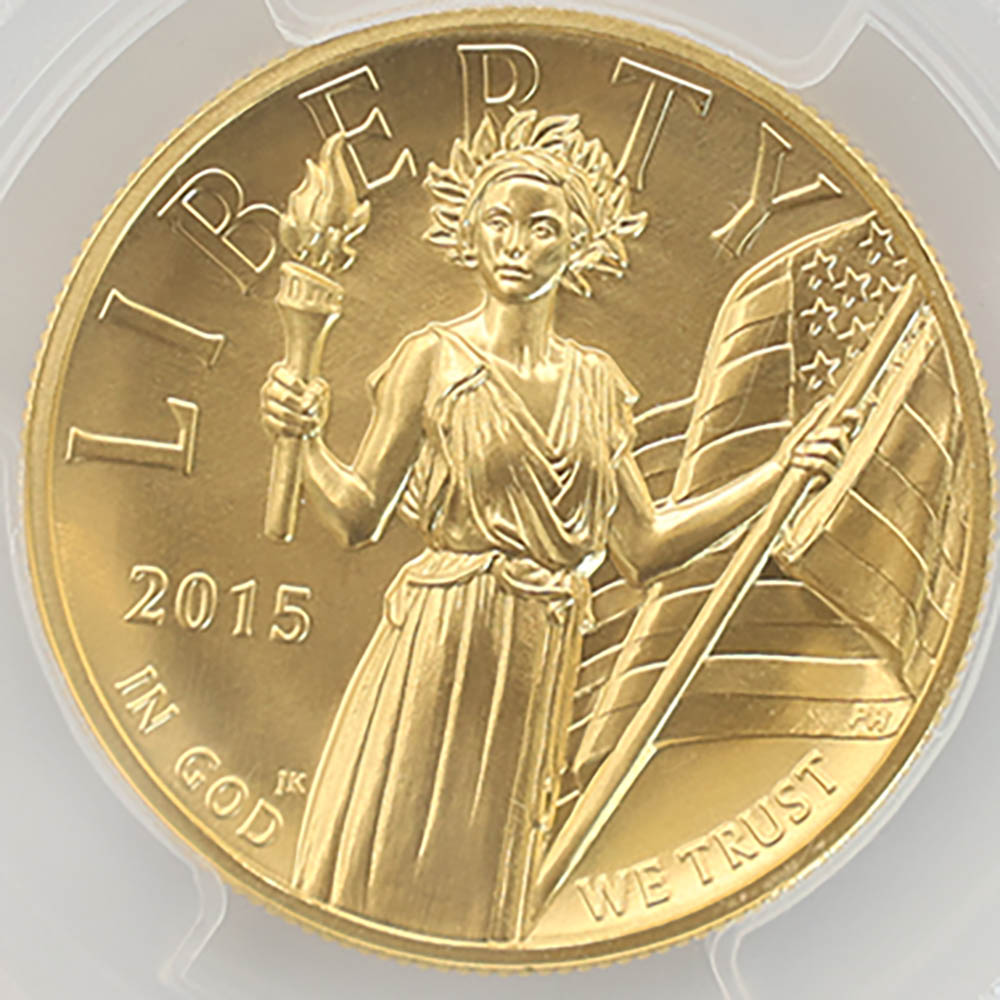 2015 ����ꥫ �ϥ���꡼�� ��ͳ�ν��� ��Хƥ� 100�ɥ� ��� 1���� ̤���� PCGS MS70 FS ������ �ǹ���� ����̤������
