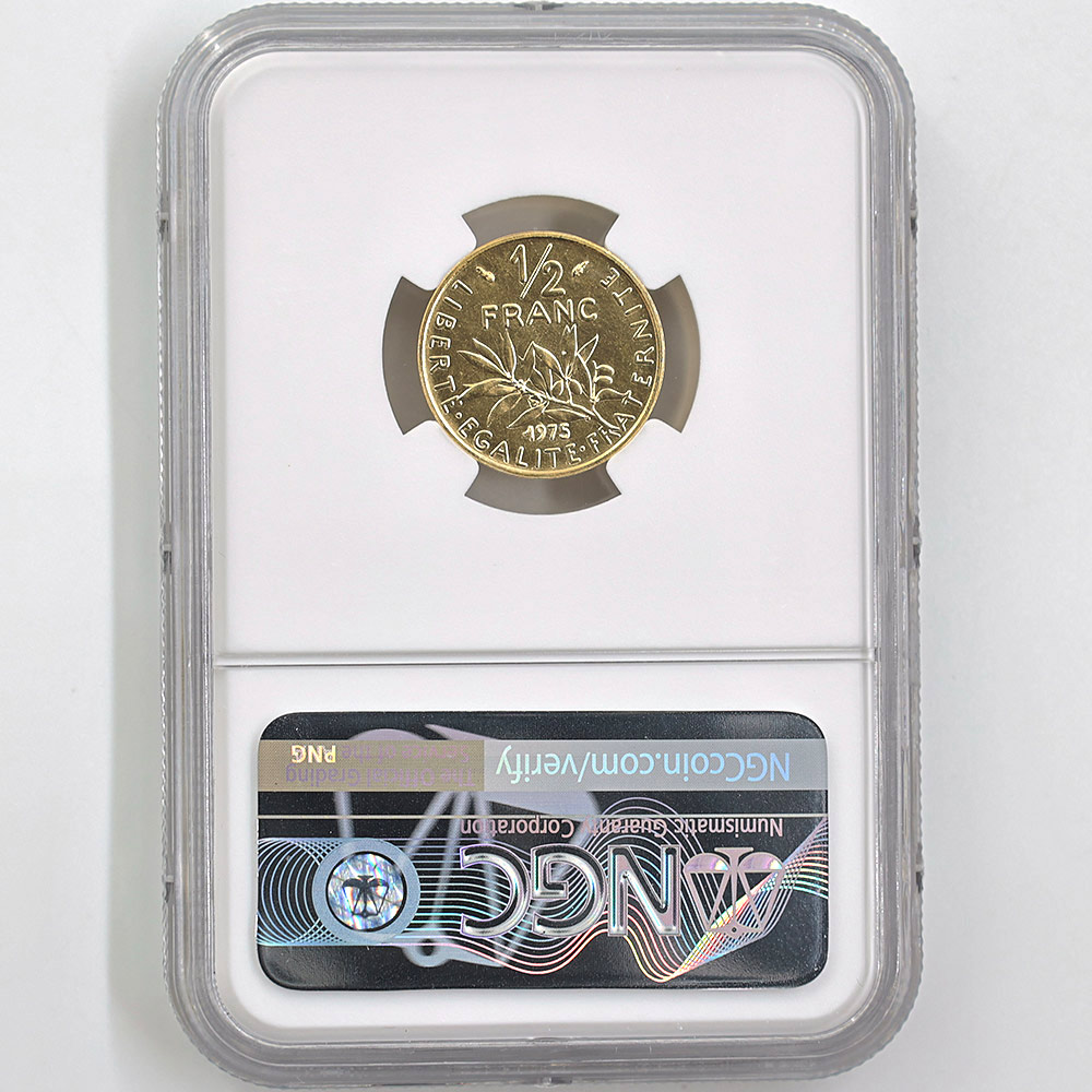 1975 �ե�� ��򼬤����� 1/2�ե�� �ԥ��ե��� ��� �ץ롼�� NGC PF 65 ̤���ѡ�����̤������