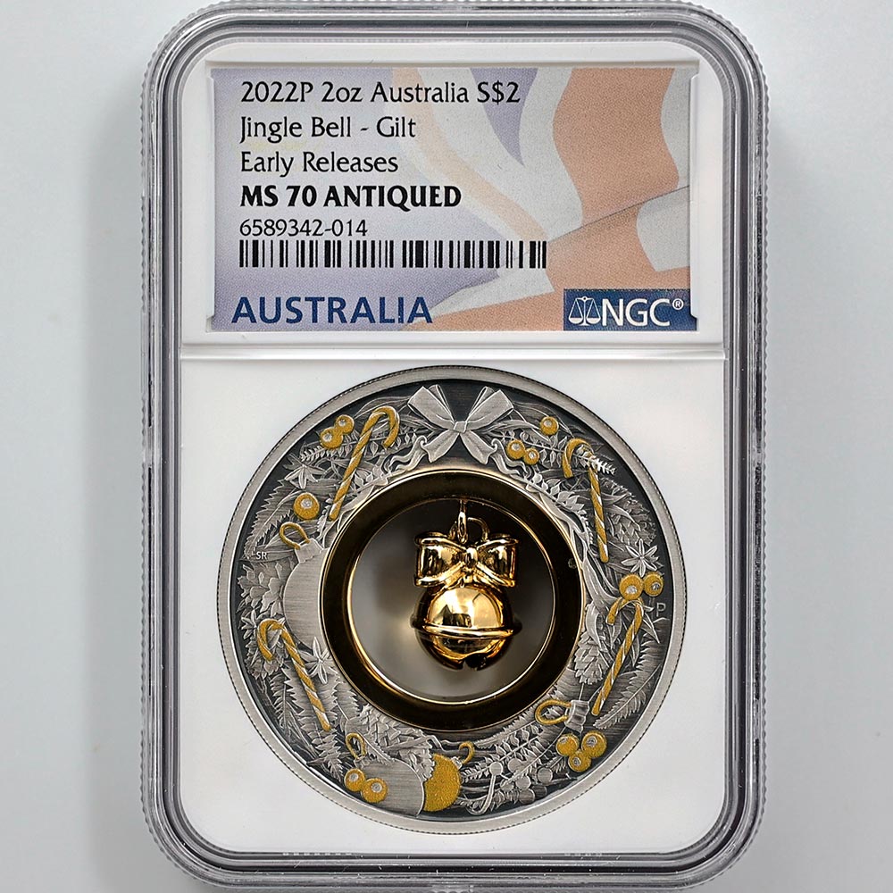 2022 �������ȥ�ꥢ ���󥰥�٥� 2�ɥ� ���顼��� 2���� ���å����㡼���� ����ƥ������ž夲 NGC MS 70 ANTIQUED ER ������ �ǹ���� ����̤������ ��Ȣ��