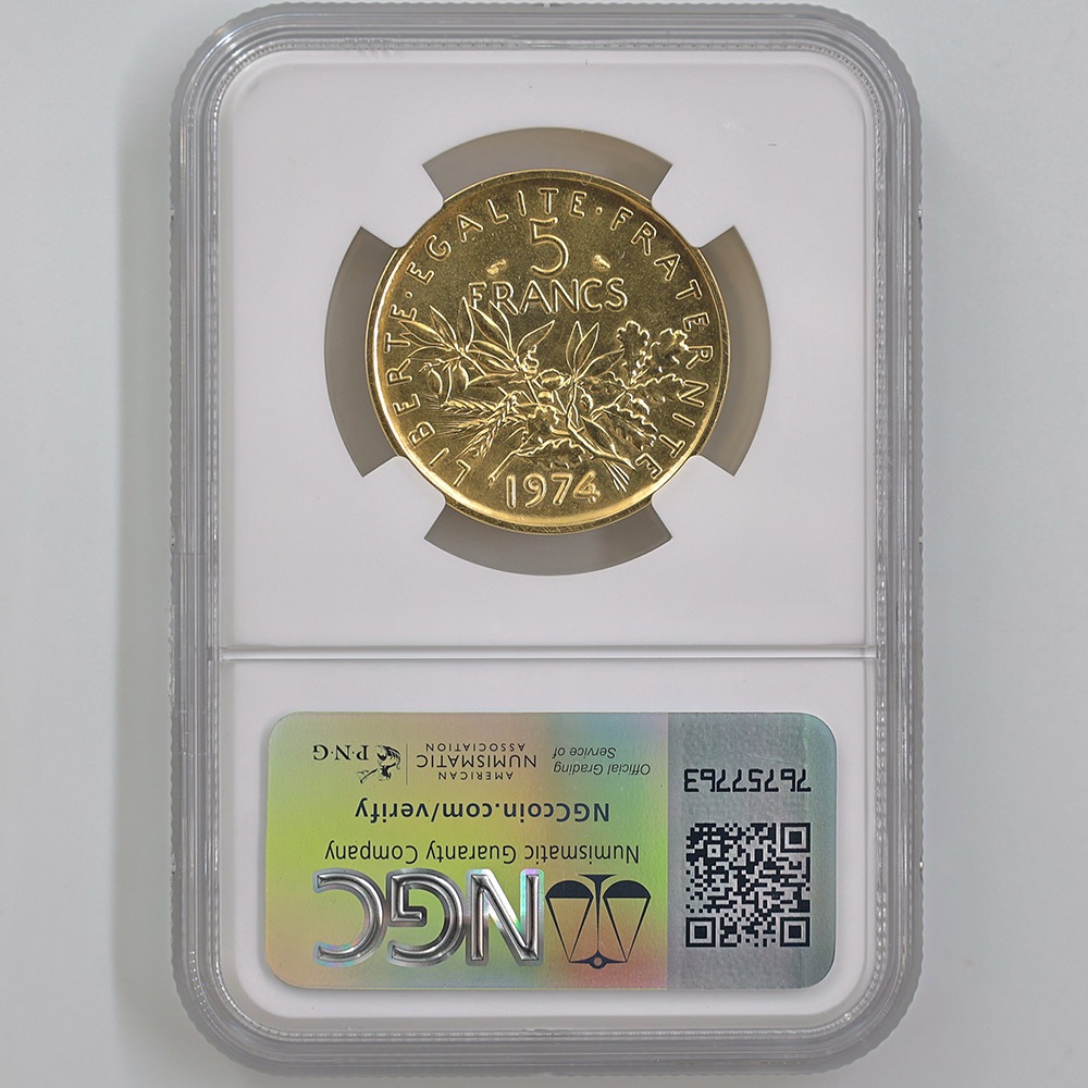 1974 �ե�� ��򼬤����� 5�ե�� �ԥ��ե��� ��� �ץ롼�� NGC PF 65 ̤���ѡ�����̤������