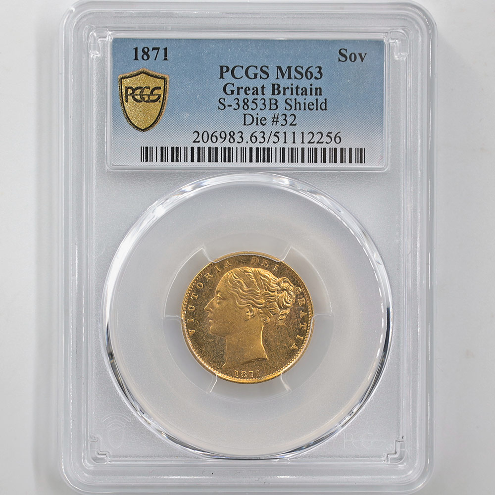 1871 �ѹ� �������ȥꥢ���� ��󥰥��֥�� 1�ݥ�� ��� ̤���� PCGS MS 63 ̤������ �����ꥹ ���