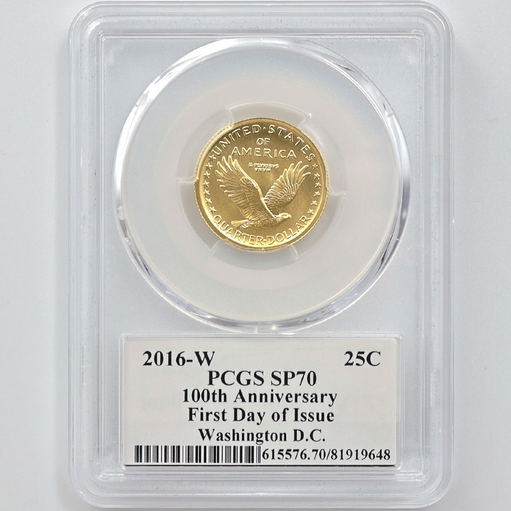 �������� 2016 ����ꥫ ���������󥰥�Хƥ�100��ǯ 25����� ��� 1/4���� PCGS SP 70 FDOI ������ �ʽ��������  �ǹ���� ����̤������ �ڥݥ���ȡ������ݥ������оݳ���