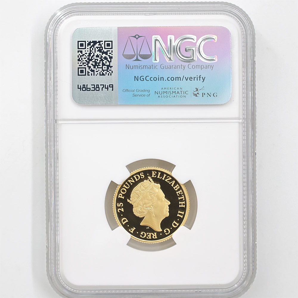 2019 �ѹ� �֥꥿�˥� 25�ݥ�� ��� 1/4���� �ץ롼�� NGC PF 70 UC �ǹ���� ����̤������