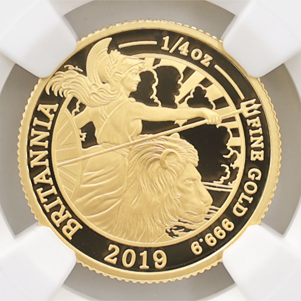2019 �ѹ� �֥꥿�˥� 25�ݥ�� ��� 1/4���� �ץ롼�� NGC PF 70 UC �ǹ���� ����̤������