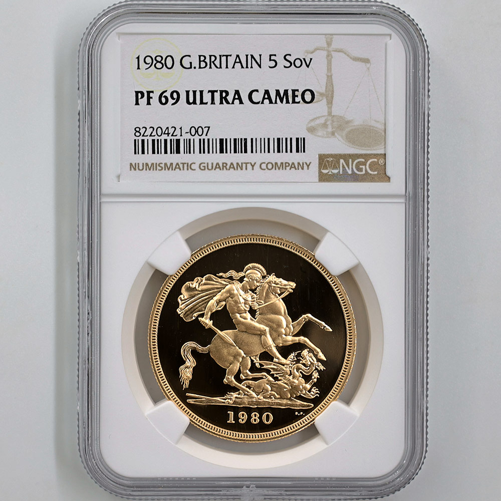 NGC準最高鑑定☆1980年イギリス 1ソブリン プルーフ金貨☆PF69UC