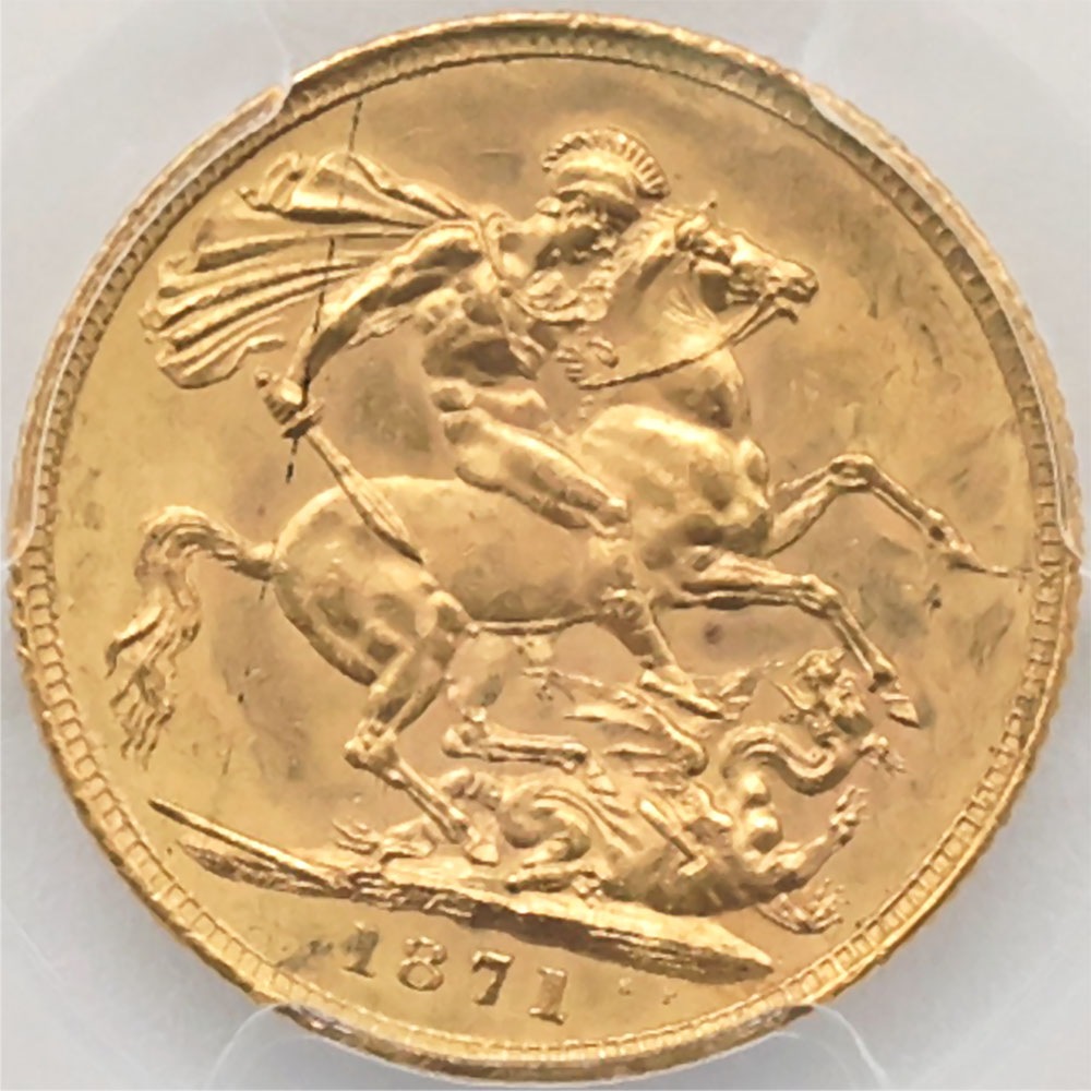�������� 1871 �ѹ�ʥ����ꥹ�� �������ȥꥢ���� 1�ݥ�ɡ�1���֥��� ��� PCGS MS 64 ̤���ѡ�����̤������ ��󥰥إå� �����硼��ε�༣  �ڥݥ���ȡ������ݥ������оݳ���