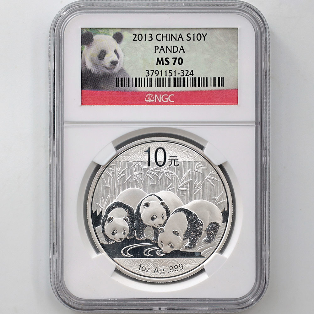 2013 中国 パンダ銀貨 10元 NGC MS70 2013 中国 パンダ 10元 銀貨 1オンス NGC MS 70 最高鑑定 完全未