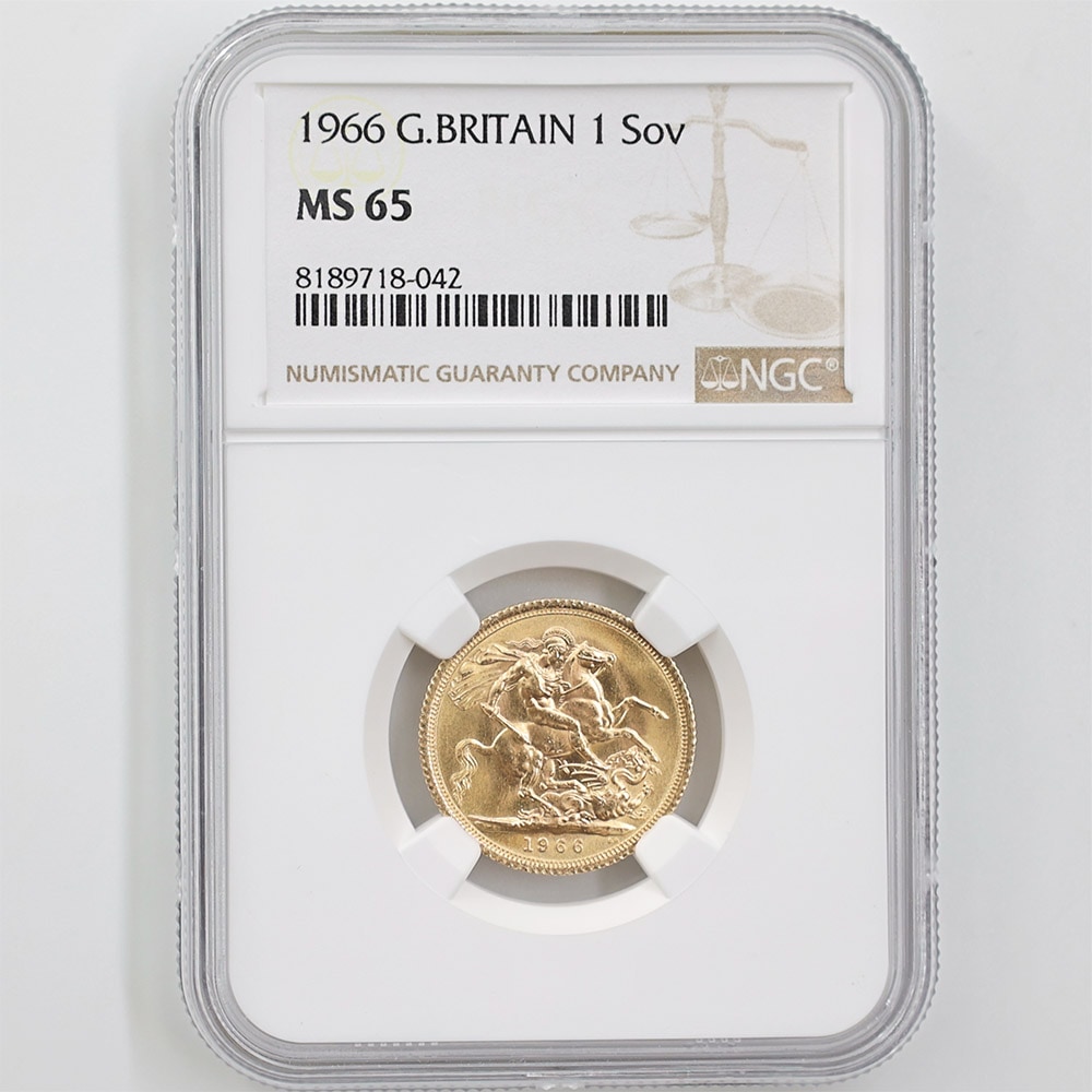 委託販売 1966 英国 エリザベス2世 ソブリン 1ポンド （1