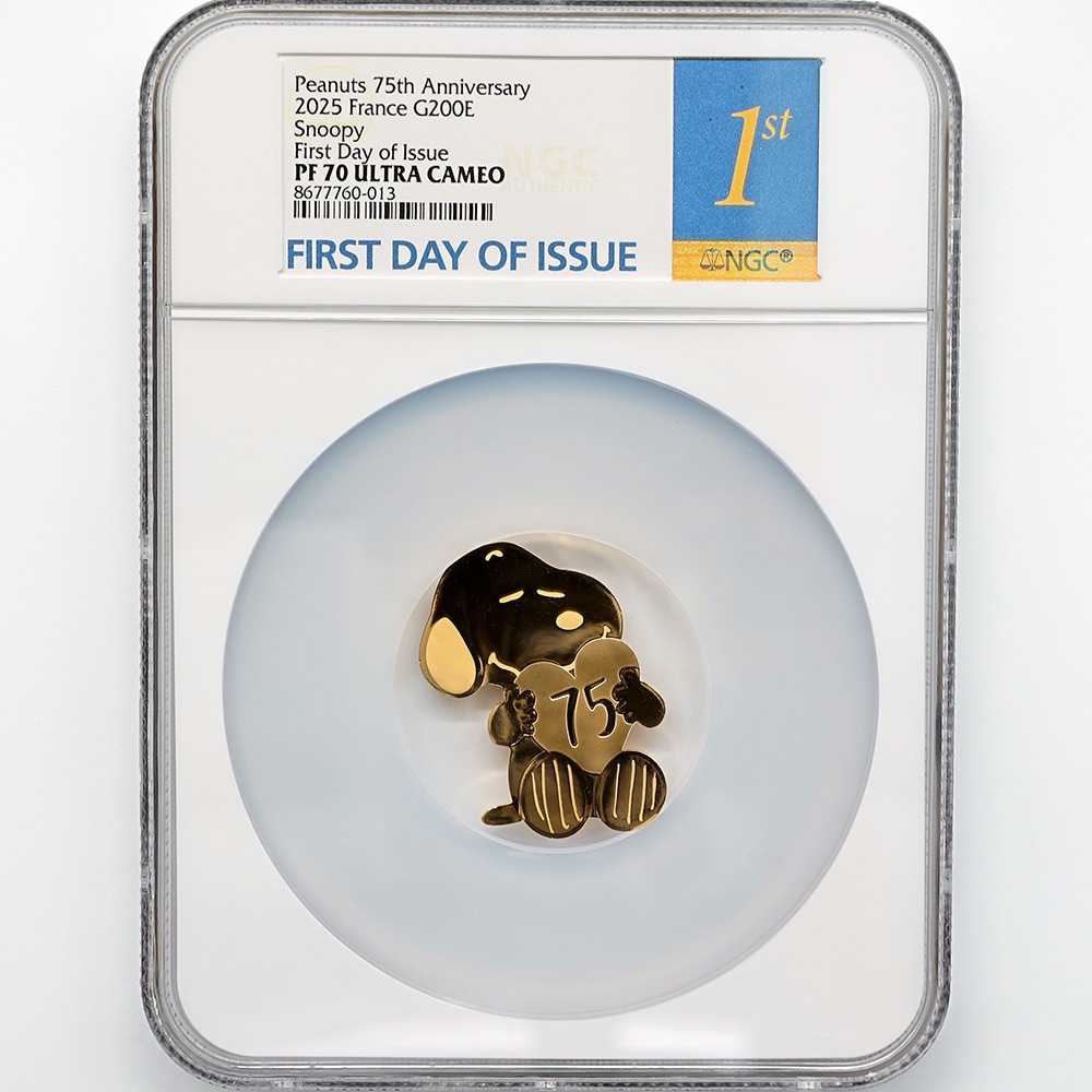 期間限定特別価格 2025 フランス ピーナッツ 75周年記念 スヌーピー 200ユーロ 金貨 1オンス プルーフ NGC PF 70 UC FDOI  初鋳版 （初日限定） 最高鑑定 完全未使用品 元箱付 | フランス,フランス 金貨 | 株式会社世界コイン